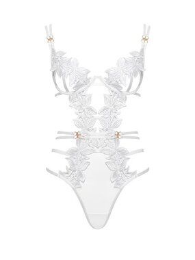 New! Bluebella White Lace Floral Ophelia Bodysuit Size 38D 34547